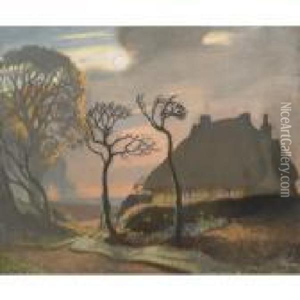 Old Essex In November Oil Painting - George Clausen