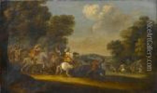 A Cavalry Skirmish Oil Painting - Pieter Meulenaer