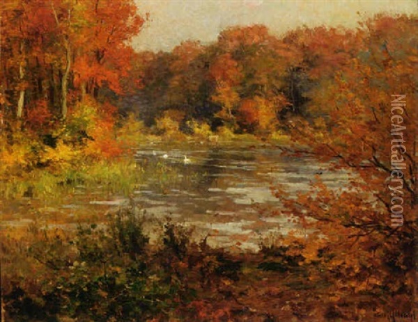 An Autumnal Landscape Oil Painting - Victor Olivier Gilsoul