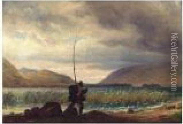 Fiskeren Ved Derwent Water (fisherman By Derwent Water) Oil Painting - Thomas Fearnley