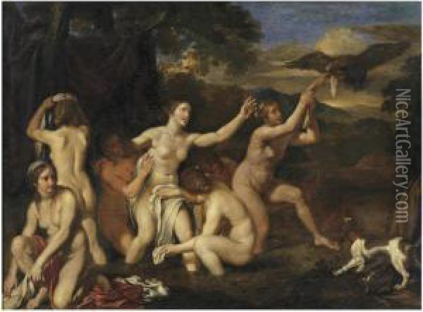 Diana And Nymphs Bathing Oil Painting - Louis de, the Younger Boulogne