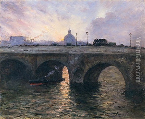 Pont-royal Au Soleil Couchant, Paris Oil Painting - Siebe Johannes ten Cate