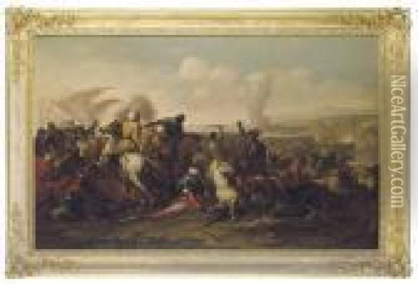 A Cavalry Skirmish Oil Painting - Salvator Rosa