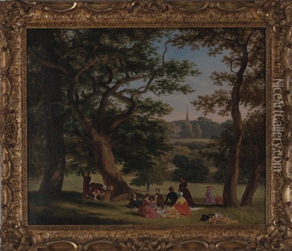 The Earl Of Dysart's Family In Richmond Park Oil Painting - William Frederick Witherington