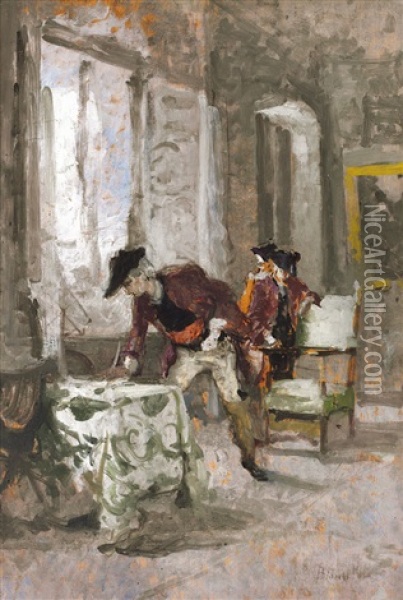 Prima Del Duello Oil Painting - Mose Bianchi da Maraigo