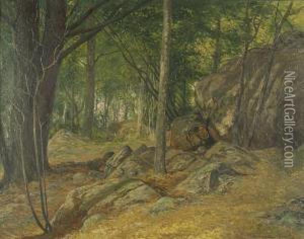 Wooded Landscape Oil Painting - Frederick Mortimer Lamb