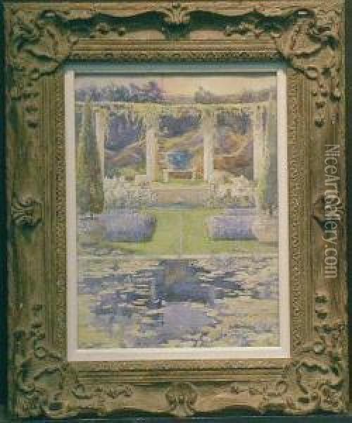 A Formal Garden Oil Painting - Florence Vincent Robinson