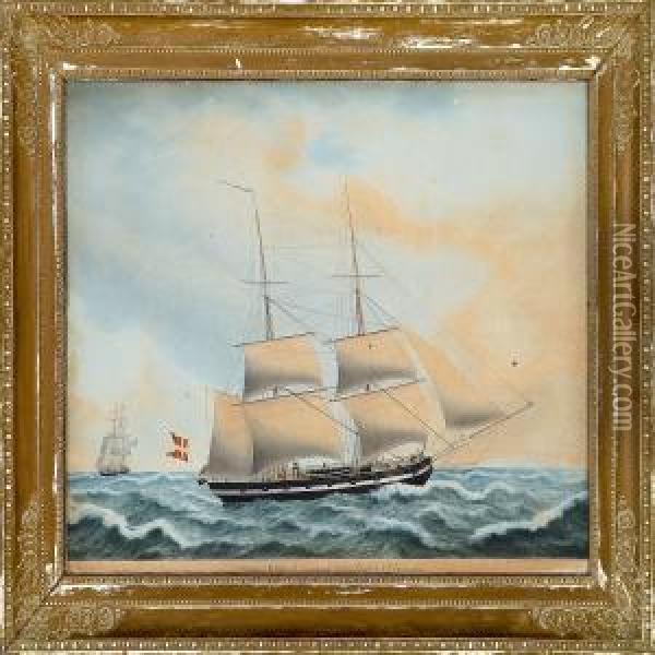 Ship Portrait Of The
Brig Colibri Of Aabenraa Oil Painting - Jacob Petersen