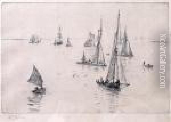 Medway Fishermen Oil Painting - William Lionel Wyllie