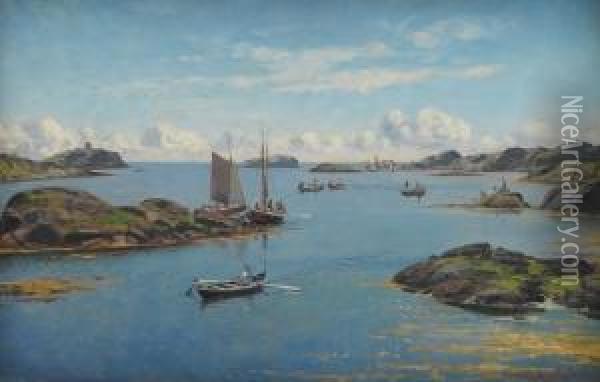 Sildefiske 1905 Oil Painting - Lars Laurits Larsen Haaland