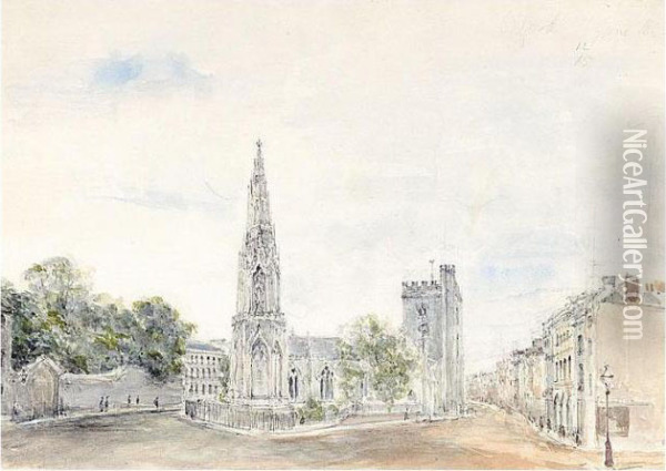 The Martyr's Memorial, St Giles, Oxford Oil Painting - Thomas Gainsborough