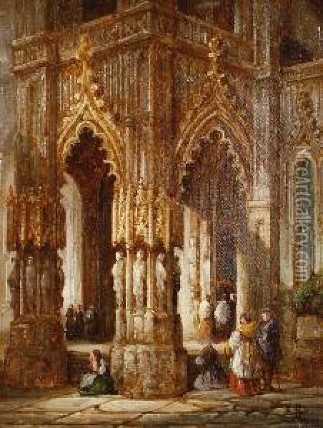 St. Catherine, Augsburg, Baviaria Oil Painting - Henry Schafer