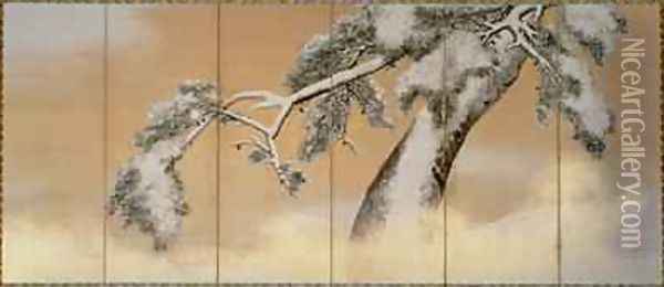 The Pines under Snow 2 Oil Painting - Maruyama Okyo