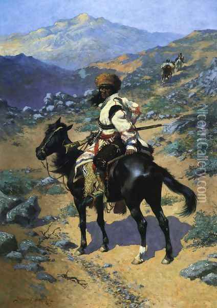 An Indian Trapper Oil Painting - Frederic Remington