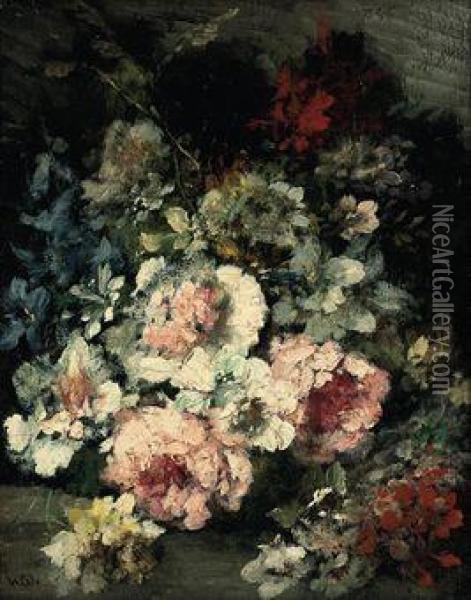 Summer Blooms Oil Painting - Narcisse-Virgile D Az De La Pena