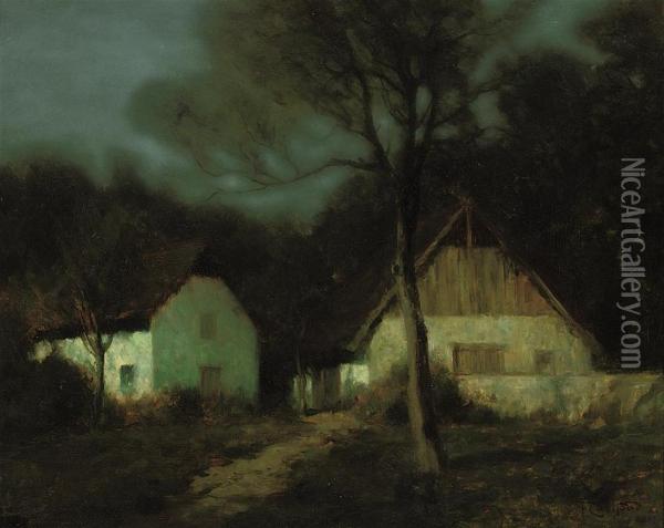 Nightfall At The Farm Oil Painting - Francois Charles Cachoud
