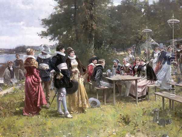 May Day Oil Painting - Adrien Moreau