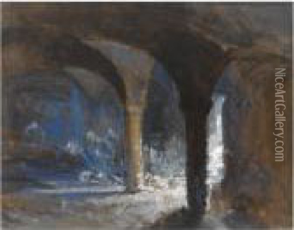 Crypt Of The Bishop's Palace During The Bristol Riots Oil Painting - William James Muller