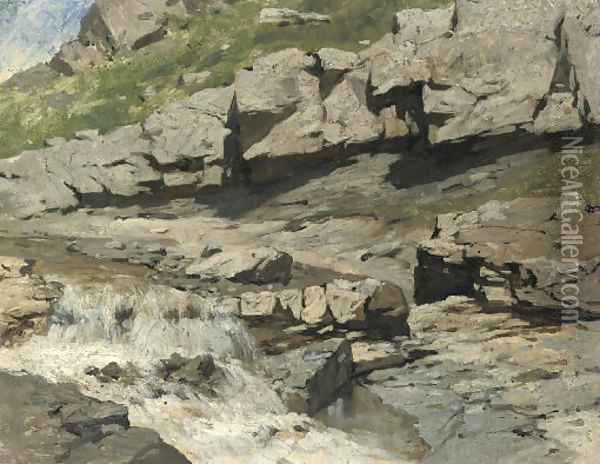 Study of a mountain stream Oil Painting - Franz Roubaud