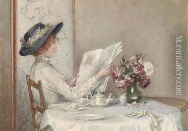 Afternoon tea recto and an oil sketch of a bird's nest verso Oil Painting - Charles MacIvor or MacIver Grierson