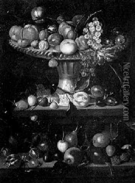 Still Life Of Fruit In A Compote Oil Painting - Jean-Baptiste Belin de Fontenay the Elder