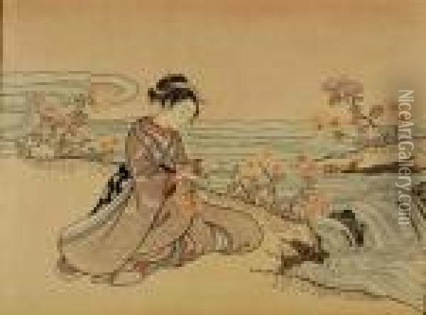 A Girl As Kiku-jido Oil Painting - Suzuki Harunobu