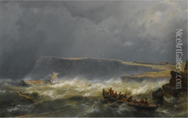 A Ship Wreck Off The Coast Oil Painting - Hermanus Koekkoek