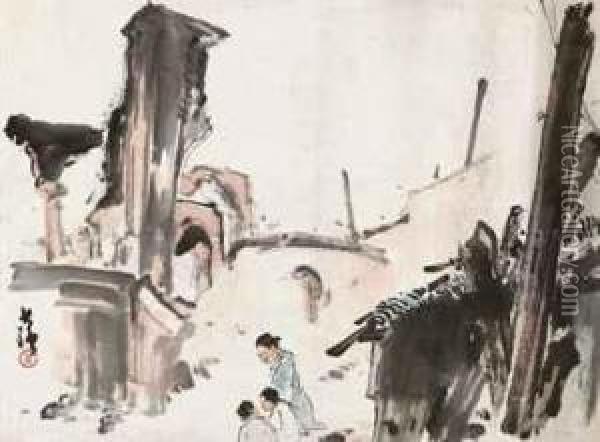 Street Corner Oil Painting - Huang Shaoqiang