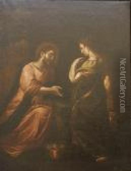 Cristo E La Samaritana Al Pozzo Oil Painting - Giovanni Battista Crespi Il Cerano