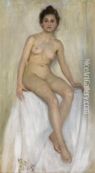 Seated Nude Oil Painting - Fedor Ivanovich Rerberg