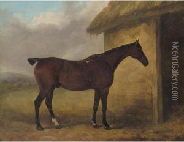 A Hunter By A Stable Oil Painting - James Barenger