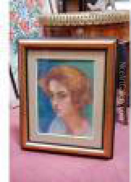 Portrait De La Fille De L Artiste Pastel Oil Painting - Jean Peske