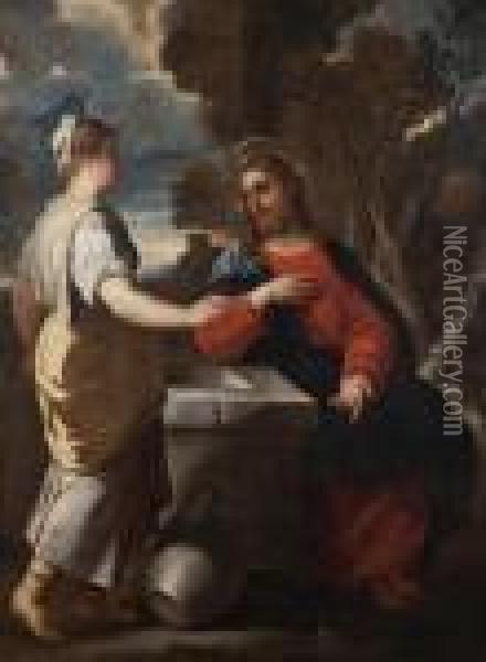 Cristo E La Samaritana Oil Painting - Luca Giordano