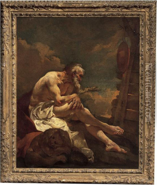 San Gerolamo In Meditazione Oil Painting - Giovanni Battista Tiepolo
