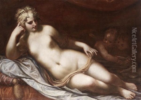 Venus With Putti Oil Painting - Lorenzo Pasinelli