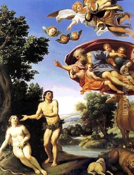 Adam and Eve Oil Painting - Domenico Zampieri (Domenichino)