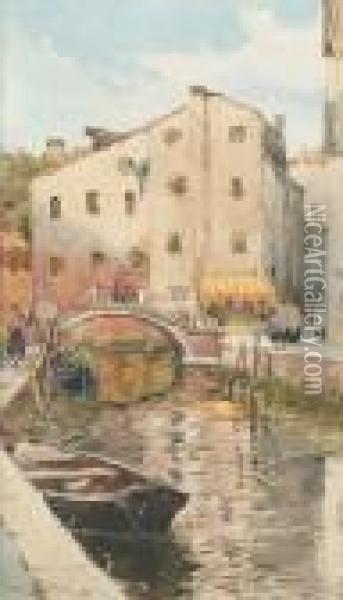 View Of A Venetian Canal Oil Painting - Wilfred Williams Ball