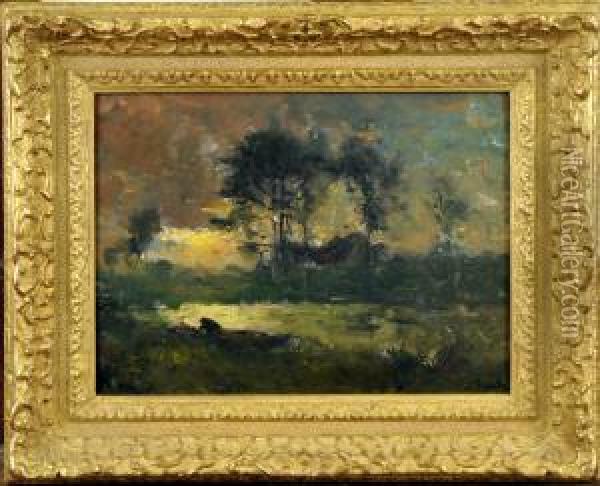 Paysage Au Crepuscule Oil Painting - Lucien Frank