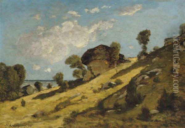 A Rocky Coast Oil Painting - Henri-Joseph Harpignies