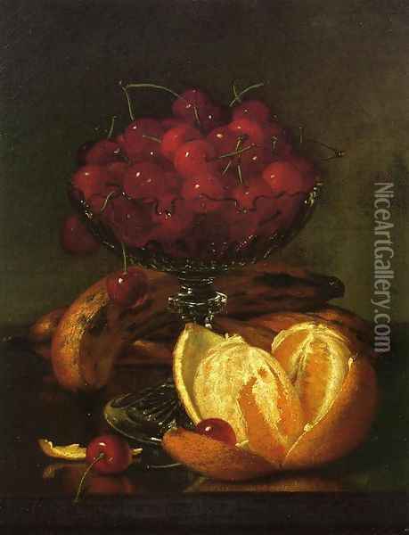 Still Liife of Compote, Cherries, Three Bananas and Orange Oil Painting - Robert Spear Dunning