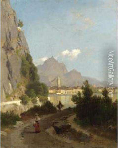 Riva Del Garda Oil Painting - Carl Gustav Rodde