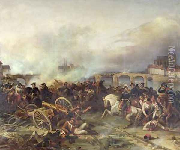 Battle of Montereau Oil Painting - Jean-Charles Langlois