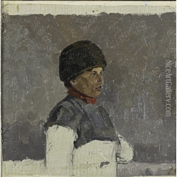 Portrait Of A Young Boy Oil Painting - Ivan Yakovlevich Bilibin