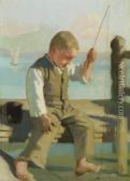 Der Kleine Fischer Oil Painting - Ferdinand Hodler