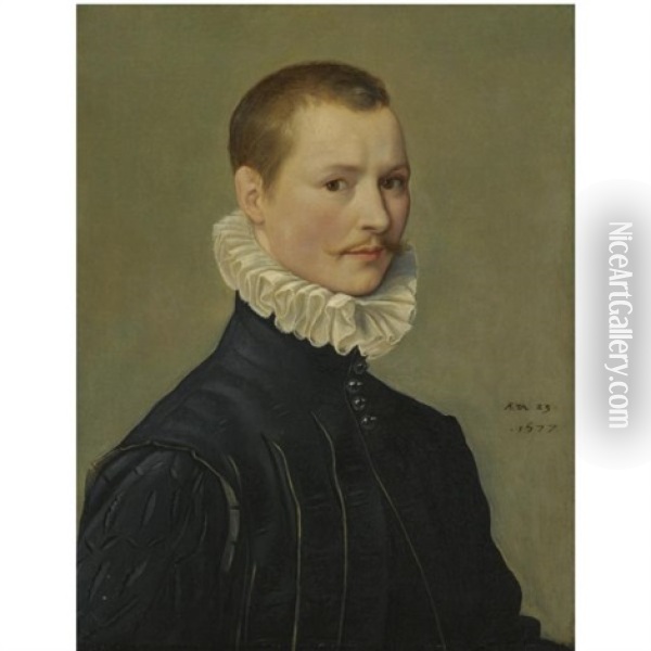 Portrait Of A Young Gentleman At The Age Of 23 Oil Painting - Federico Zuccari