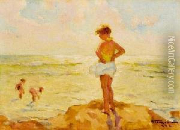 Bord De Plage Oil Painting - Charles Garabed Atamian