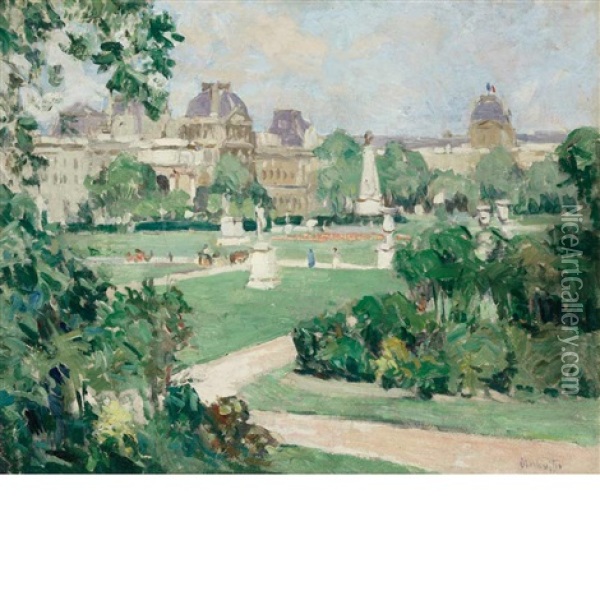 Tuileries, Paris Oil Painting - George Oberteuffer