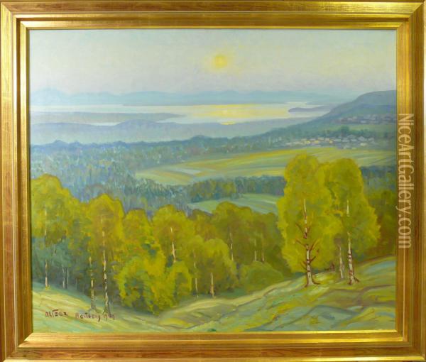 Landskap Vid Solnedgang Oil Painting - Anders Altzar