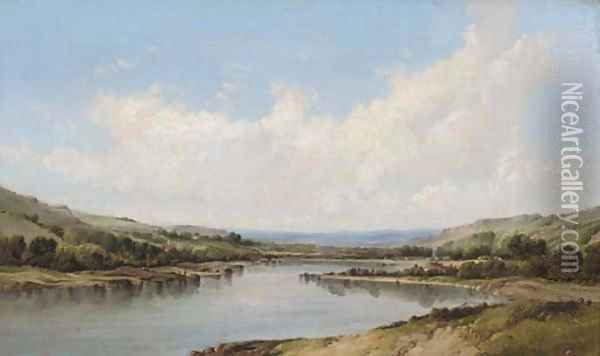 A river valley Oil Painting - Alfred Vickers