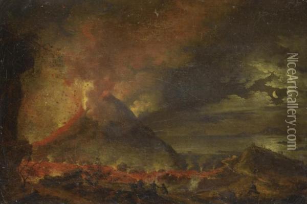 Vue Du Vesuve En Eruption Oil Painting - Pierre-Jacques Volaire